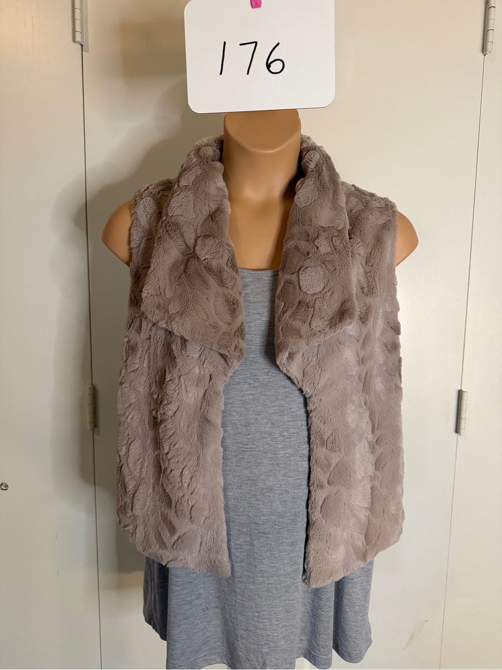 Jack by BB Dakota Taupe Faux Fur Sleeveless Vest